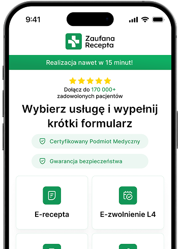 Screen z aplikacji mobilnej zaufanarecepta